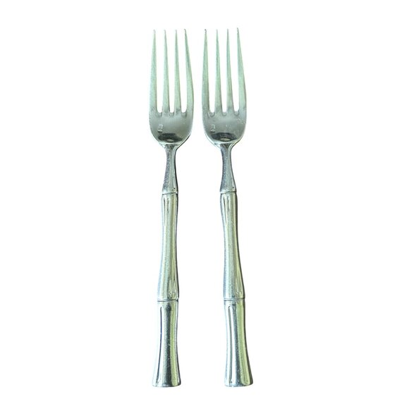 Ricci Argentieri Bamboo Stainless Steel Fork Set Of 2 - Picture 4 of 6